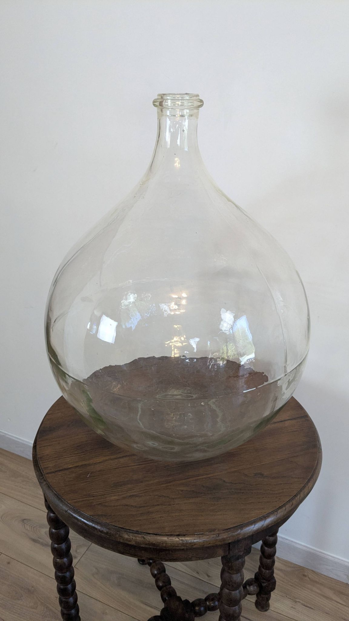 Dame-jeanne ancienne transparente 60L, esprit campagne