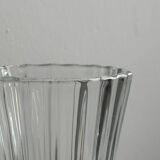 Diamond point molded thick glass vase.