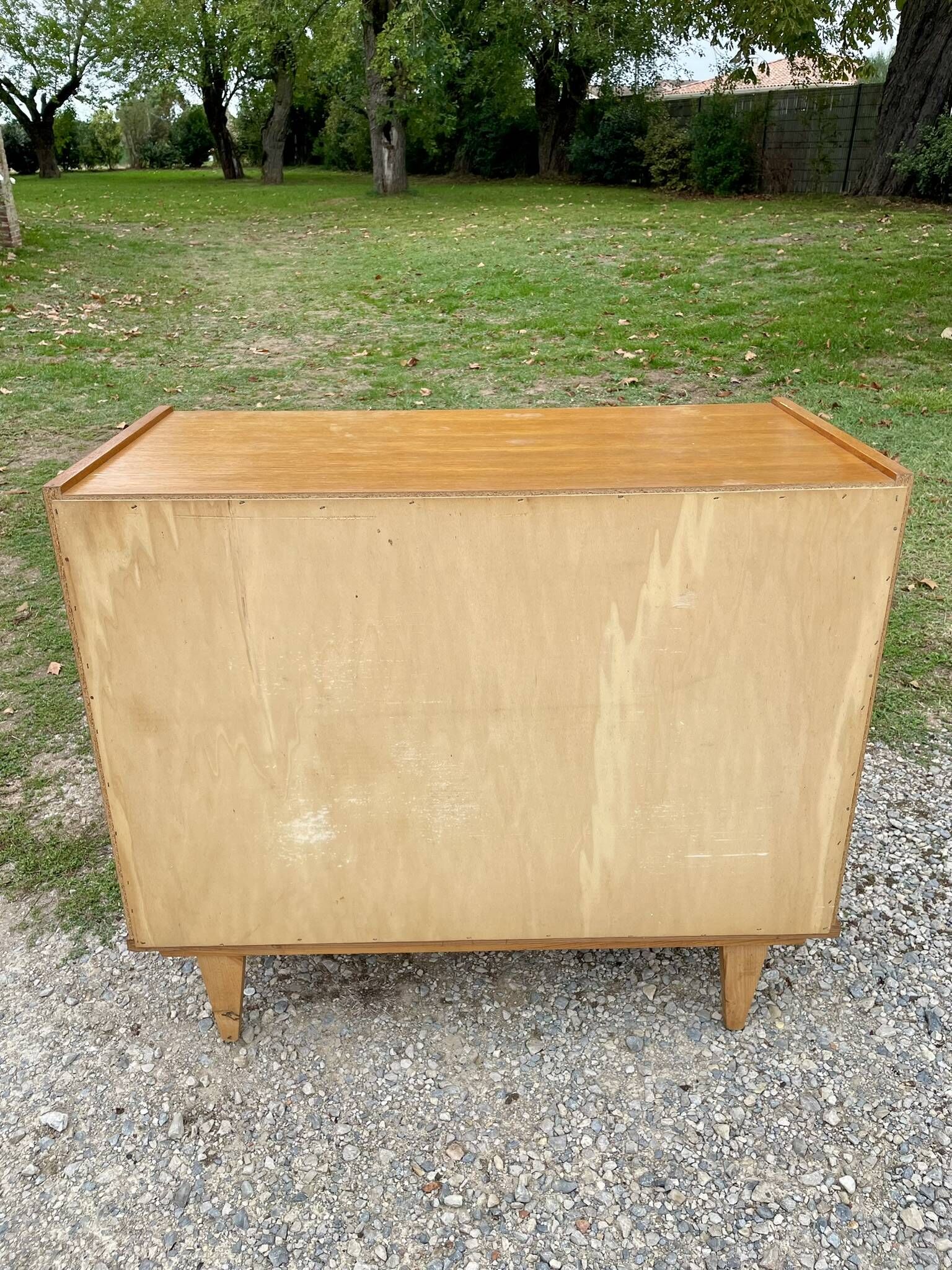 Vintage Mid-Century Scandinavian chest of drawers with tapered legs, 4 drawers, Oak, 1950s.