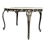 Neoclassical oval marble and bronze coffee table