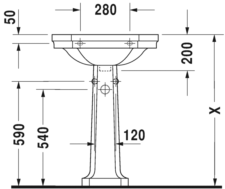 Washbasin and column 1930 Duravit 3 holes