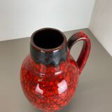 Pottery fat lava multi-color red black floor vase made by scheurich, 1970s