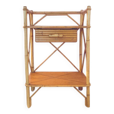 Vintage rattan bedside table "Balthazar"