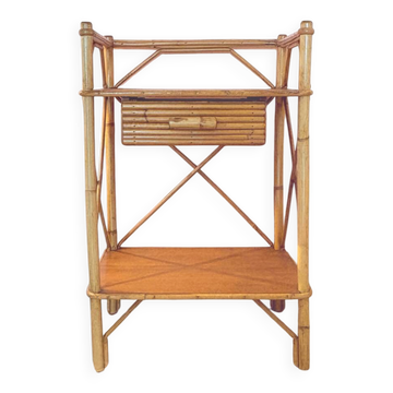 Vintage rattan bedside table "Balthazar"