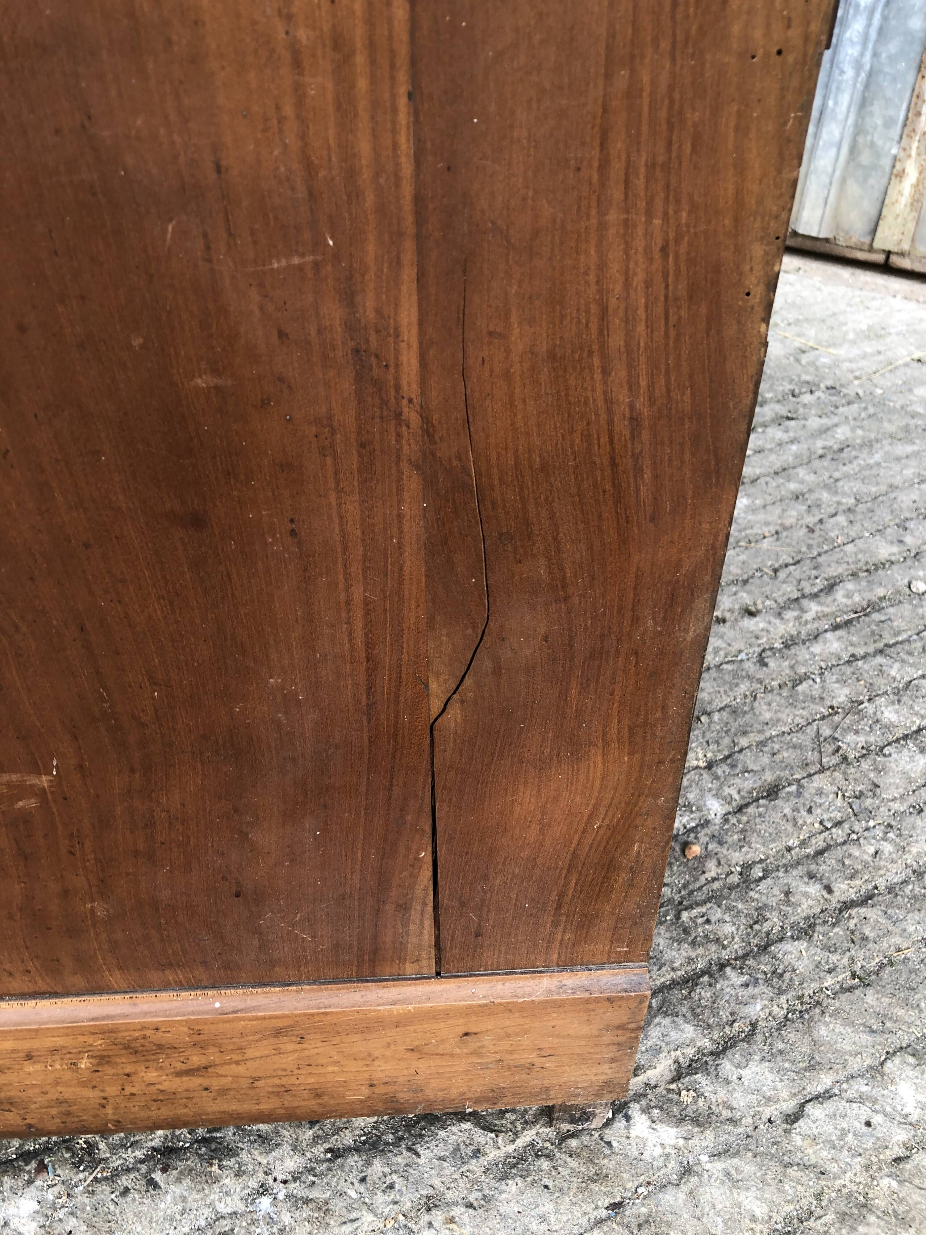 Antique low sideboard in solid cherry wood with 2 doors and 3 drawers