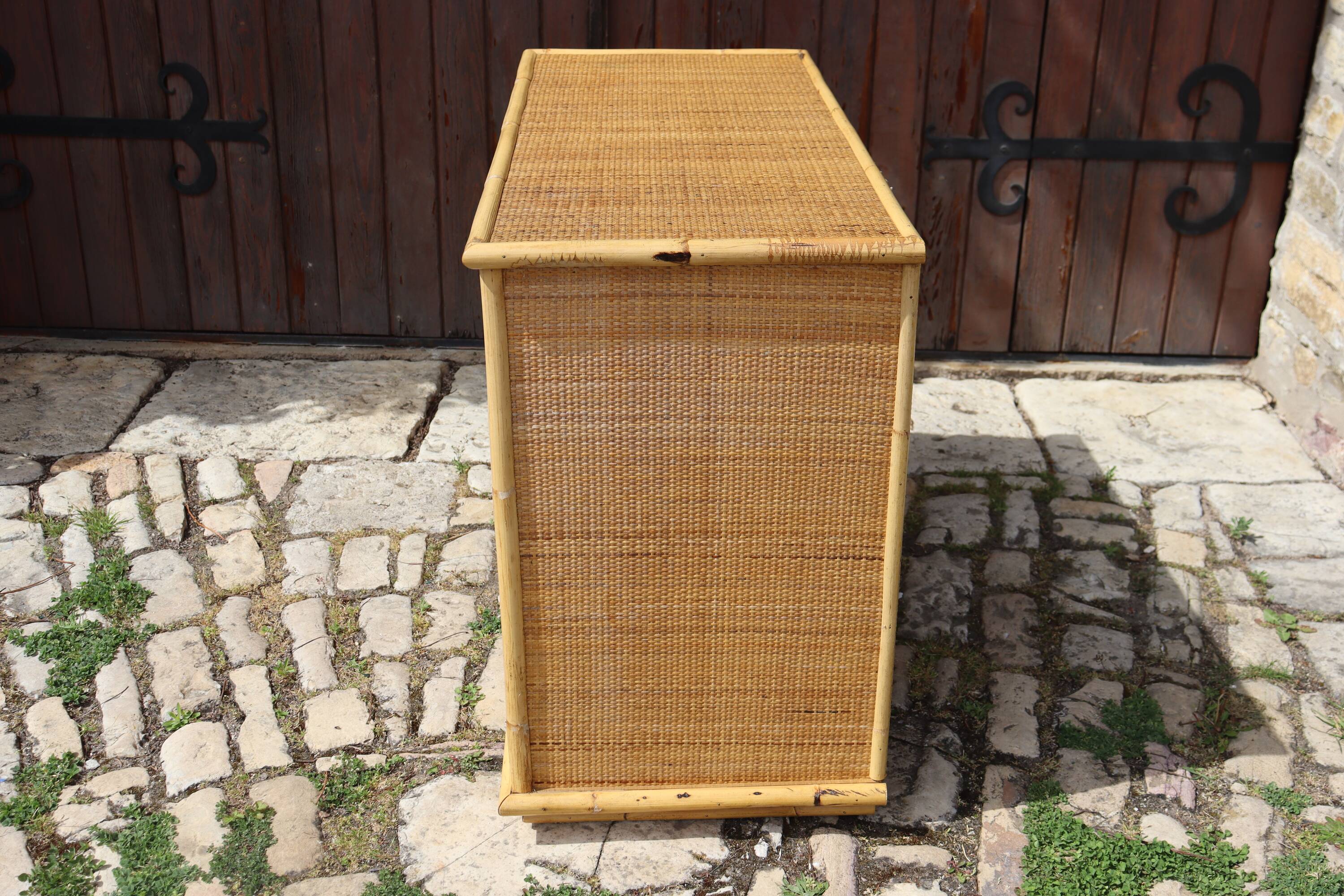 Rattan chest of drawers by Dal Vera Italy 1970