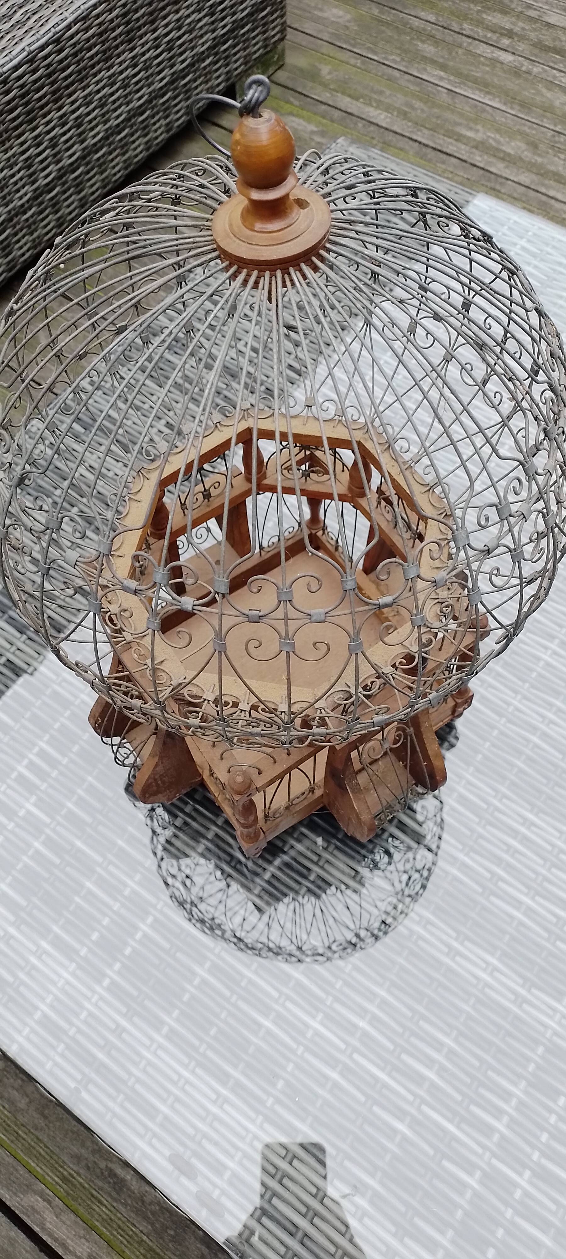 50' Vintage Metal and Wood Bird Cage