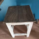 Solid wood stool square seat patinated feet