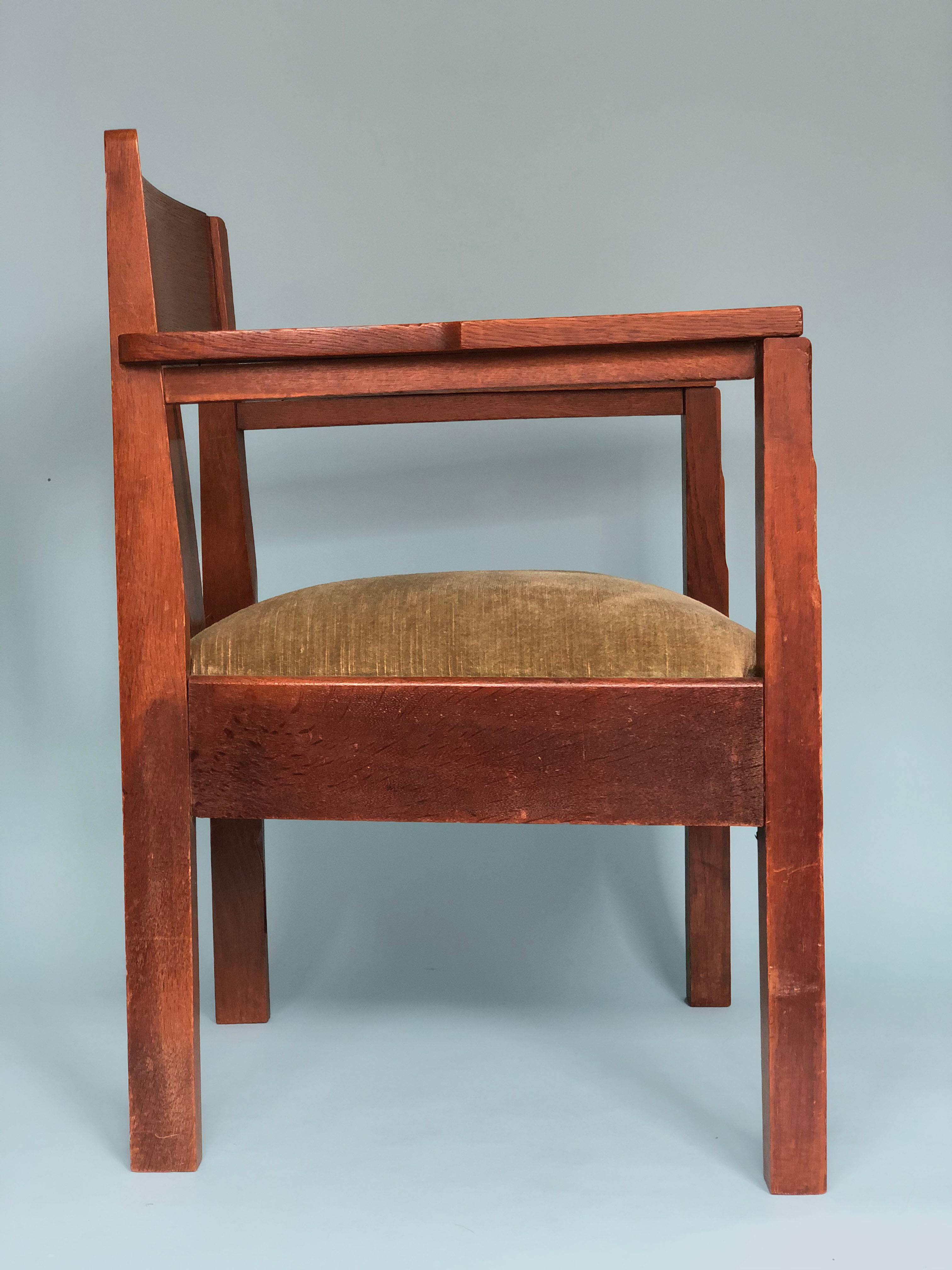 Oak Art Deco Amsterdam School Armchair 1920s