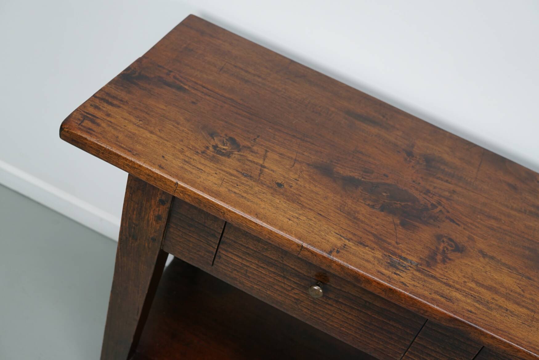 Table d'appoint rustique de style colonial néerlandais antique en teck/chêne