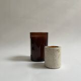 Cylindrical travertine candlestick by Fratelli Mannelli, Italian design 1970