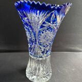 Large vase – Cut crystal lined with cobalt blue – Bohemia