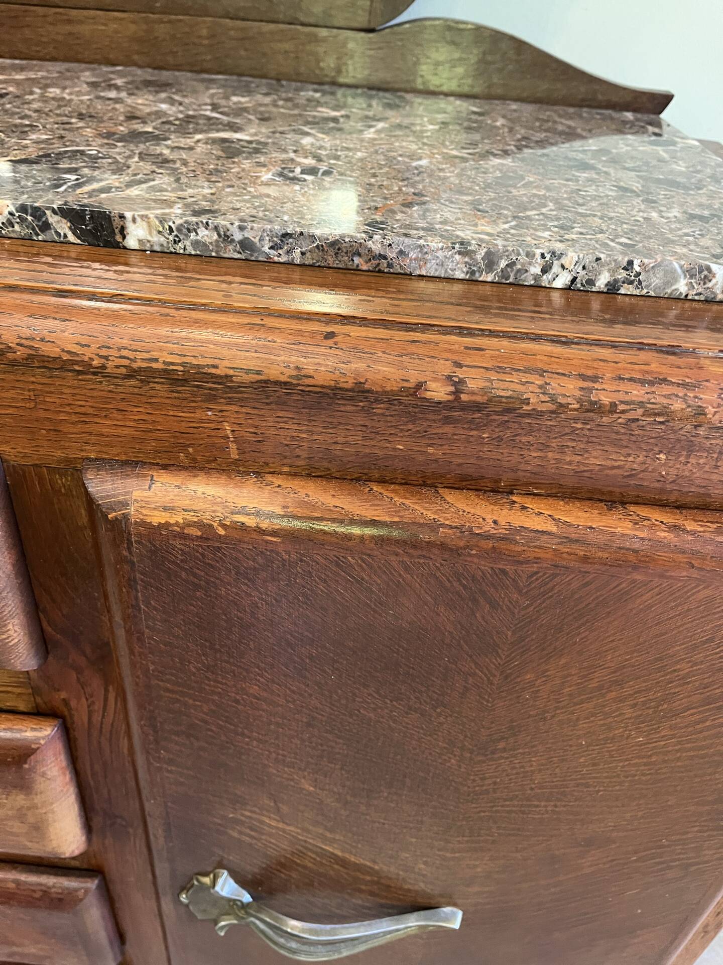 Commode art déco avec miroir biseauté et marbre