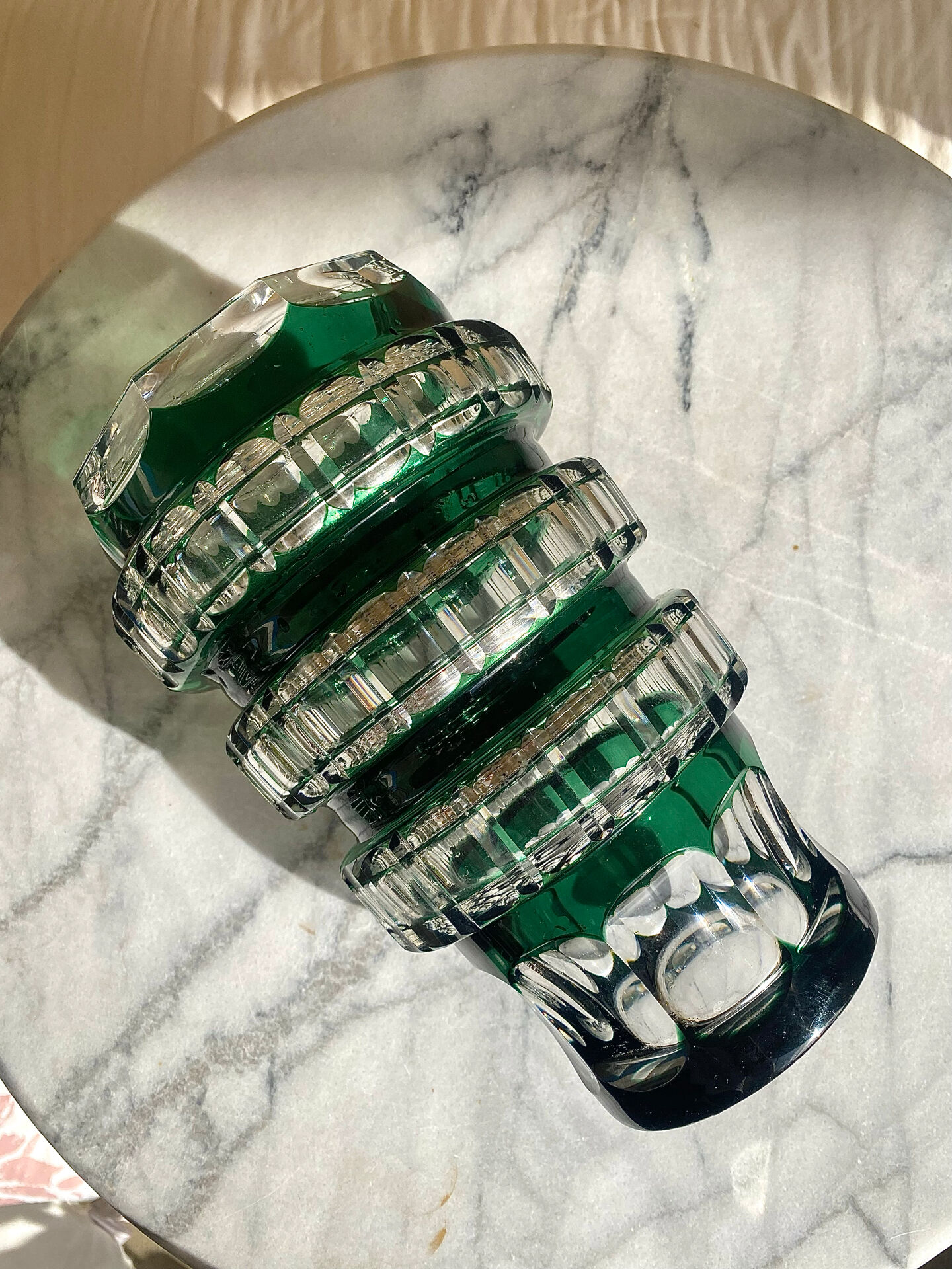 Cut crystal vase Val Saint Lambert 1950s