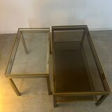 Coffee table in brass and smoked glass designed by Guy Lefèvre for the Jansen house, 1970s/80s