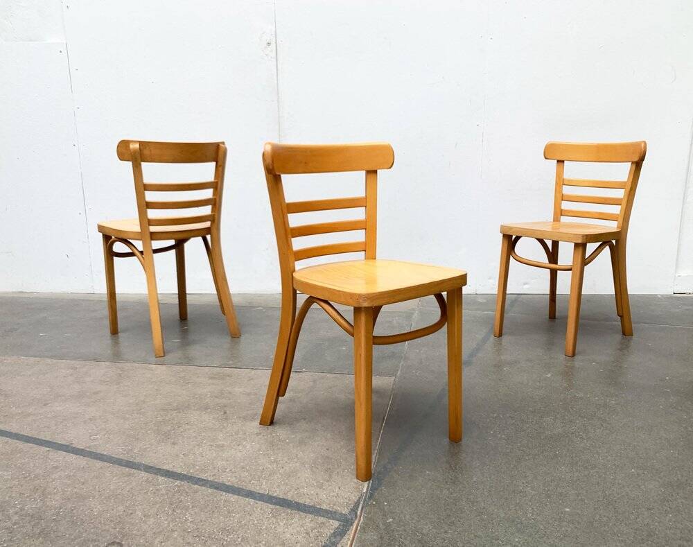 Mid-century German bentwood chairs by ZPM Radomsko for Mobilair, 1950s, set of 3.