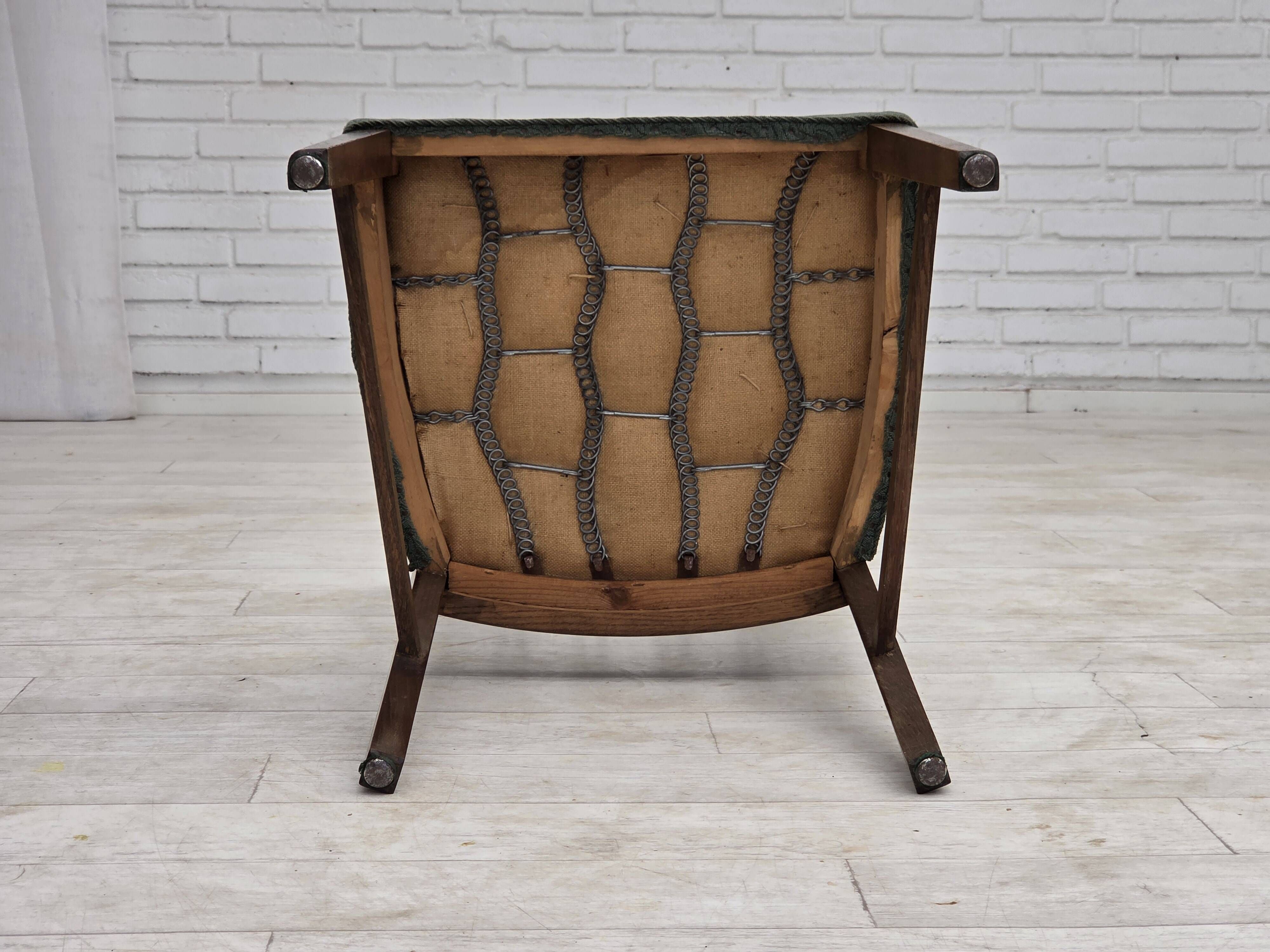 1960s, set of 6 Danish dining chairs, furniture wool, oak wood.