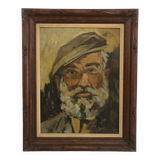Oil on panel portrait of an old bearded man