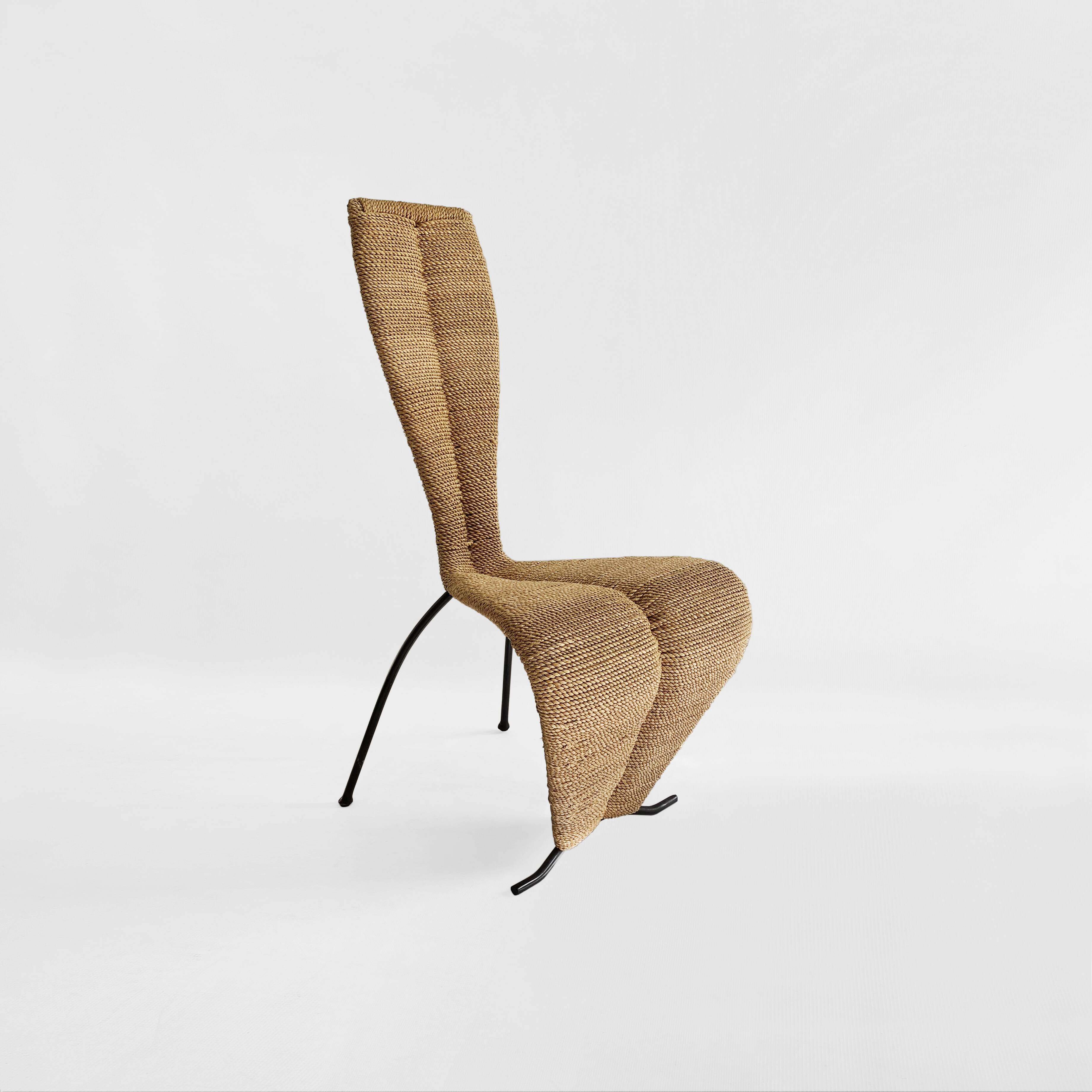 1 X  Postmodern 1980s Dining Side Rope Chair