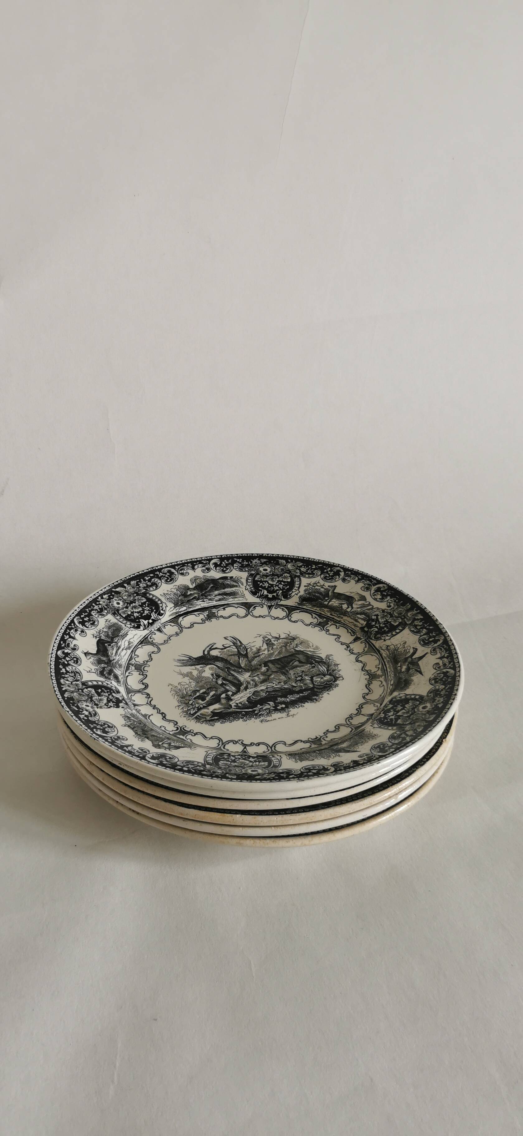 Lot de 6 assiettes en faïence Longwy Huart & Nothomb