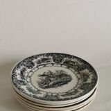Set of 6 Longwy Huart & Nothomb earthenware plates