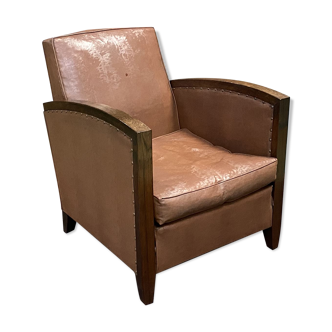 1950s art deco chair - skai and rosewood