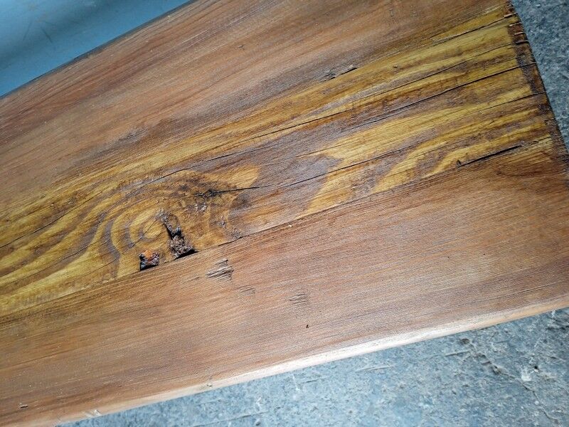 Old patinated solid wood bench 120cm