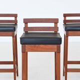 Erik Buch set of three bar stools in teak Dyrlund Denmark 1960