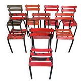 Lot de 8 chaises bistrot françaises vintage – style industriel métal Tolix