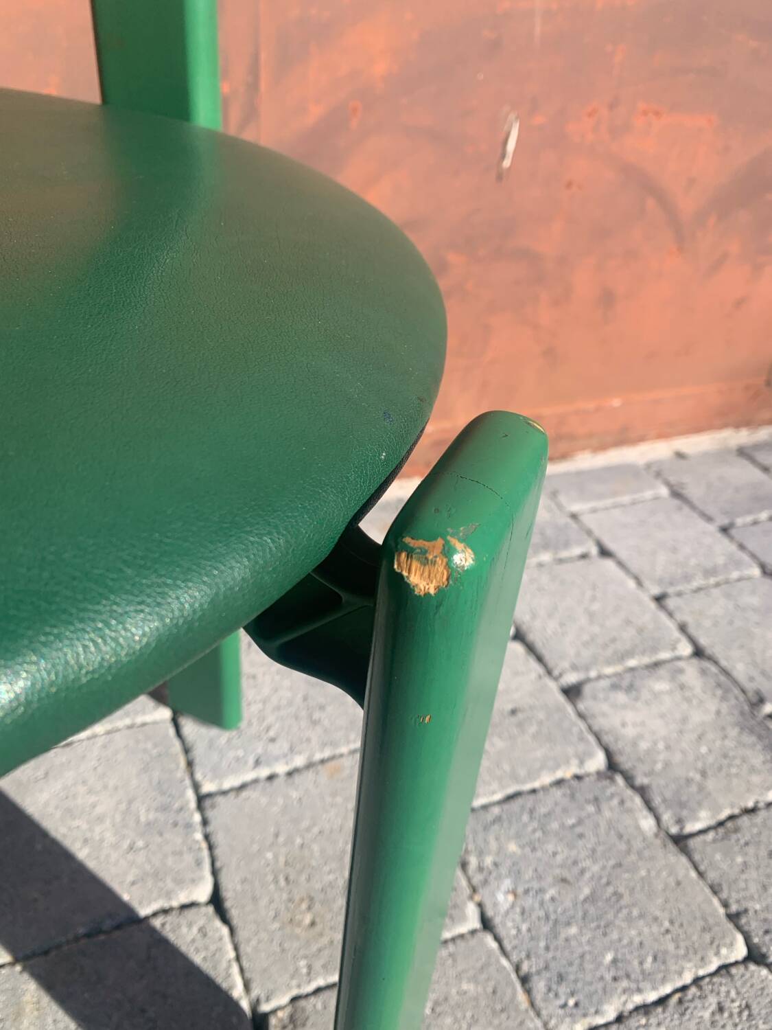 6 Bruno Rey Kush & co Green Stackable Chairs Circa 1970