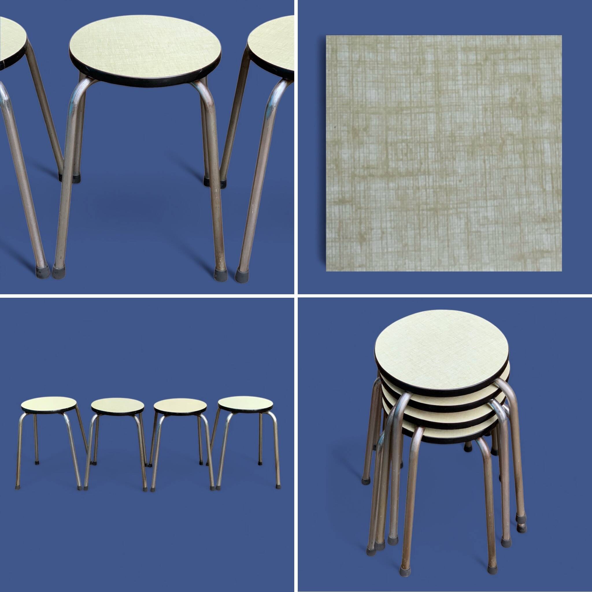Vintage stackable stools Formica beige 1960