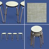 Vintage stackable stools Formica beige 1960