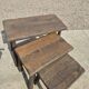 Set 3 nesting tables oak high legs 1970s dark brutalist