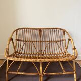Vintage rattan bench