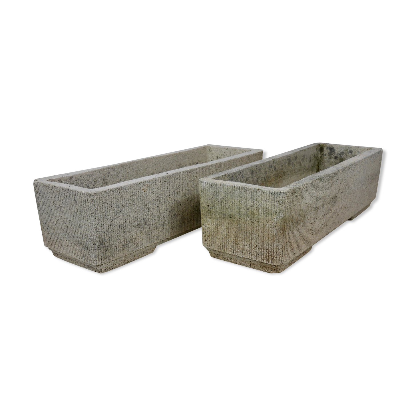 pair old gardeners reconstituted stone fluted grandon