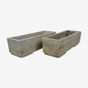 pair old gardeners reconstituted stone fluted grandon