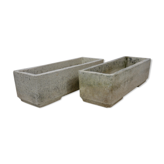 pair old gardeners reconstituted stone fluted grandon