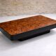 1970s bar coffee table by Willy Rizzo, elm burl.
