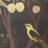 Painted canvas depicting animals on an exotic background. Contemporary.