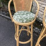 Bamboo bar stools and cannage