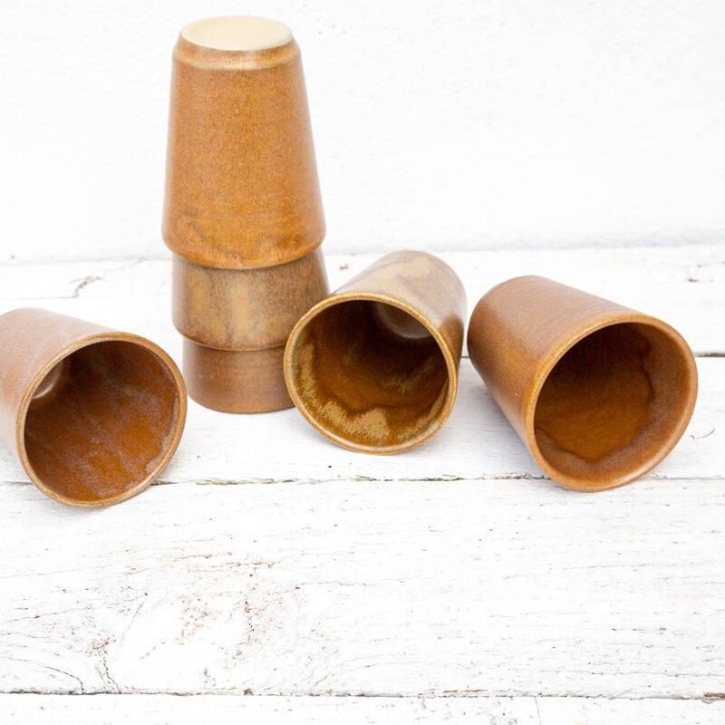 6 sandstone glasses Digoin Sarreguemines