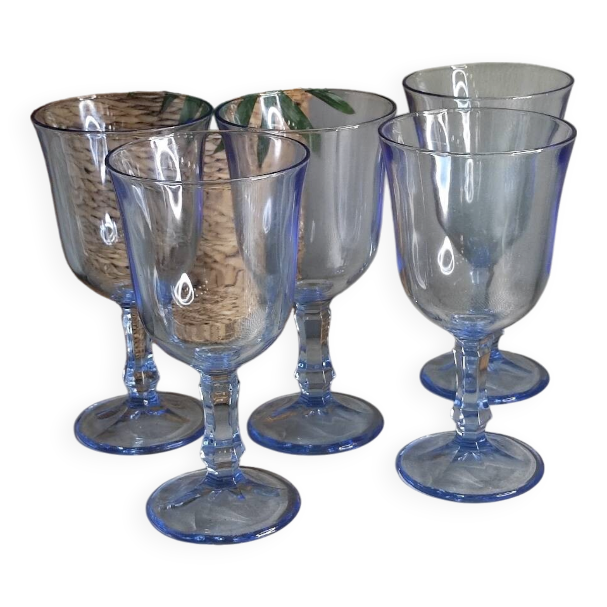 Vintage blue stemmed glasses