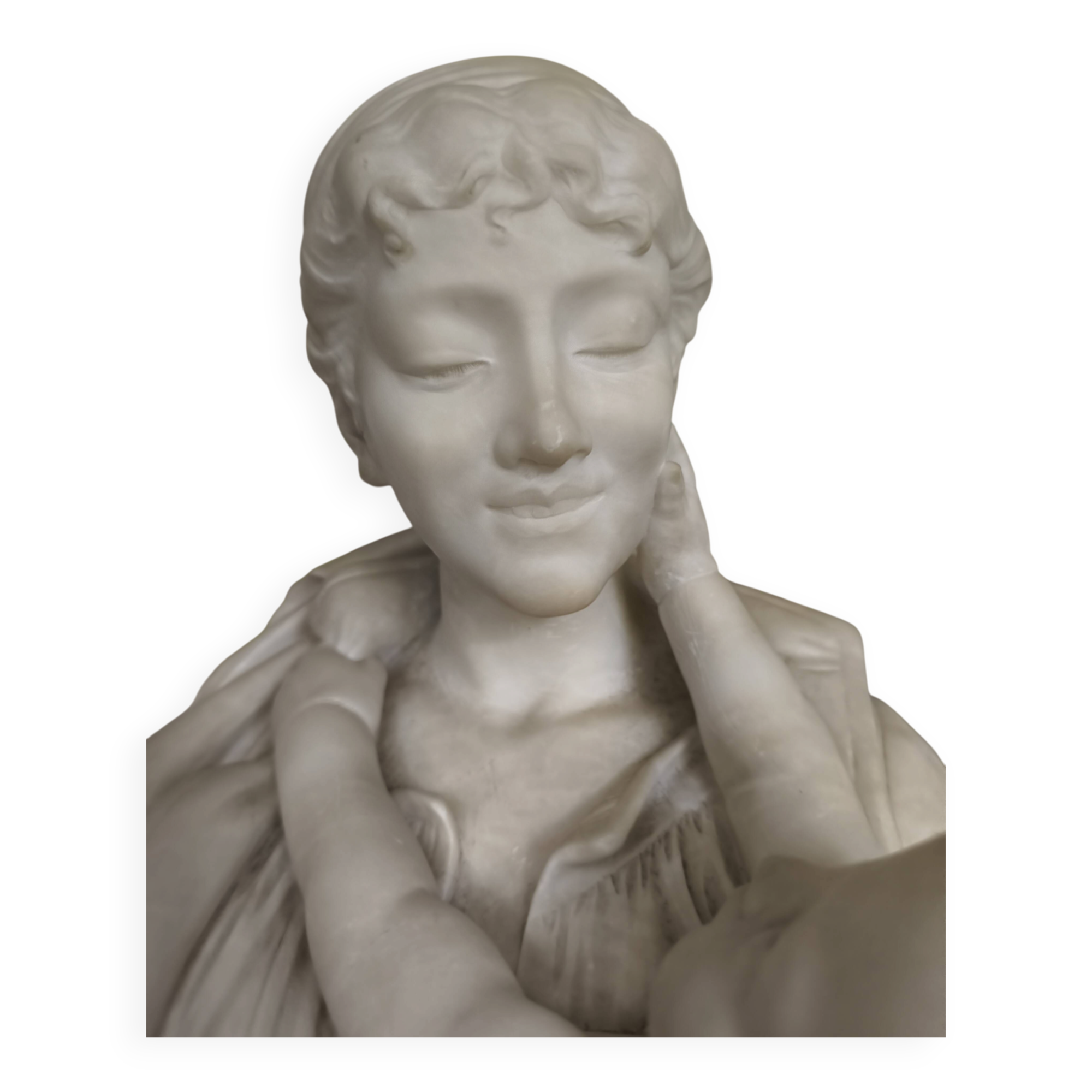 Alabaster bust of a woman and child, 19th century, H Saul Fanfani.