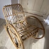Vintage Rattan Rocking Chair for Children - 1960s