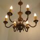 French vintage heavy brass 6 light empire style chandelier