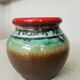 Vase vintage en céramique KIL de Yougoslavie : bordure marron, turquoise et rouge, années 1970