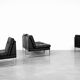 Canapé modulaire vintage allemand moderne minimaliste en cuir et chrome du milieu du siècle