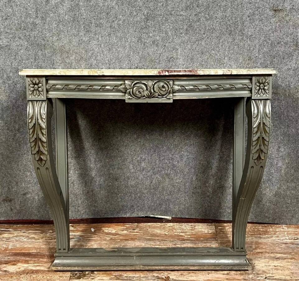 Curved console table from the Napoleon III period in lacquered wood circa 1880