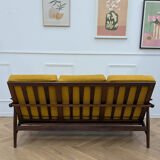 Canapé scandinave retapissé vintage teck