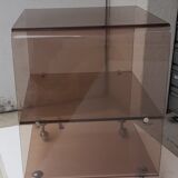 Table desserte roulante design en plexi fumé années 1970